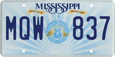 MS license plate MQW837