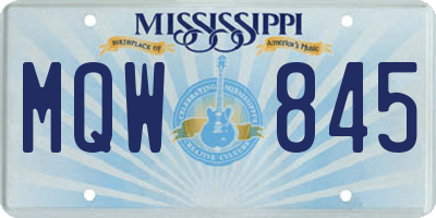 MS license plate MQW845