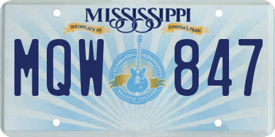 MS license plate MQW847