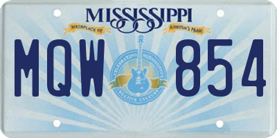 MS license plate MQW854