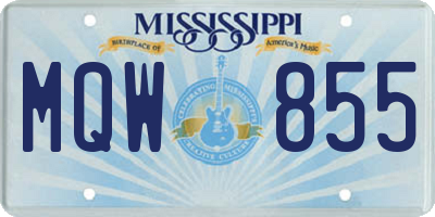 MS license plate MQW855