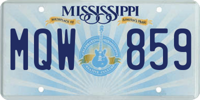 MS license plate MQW859