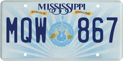 MS license plate MQW867