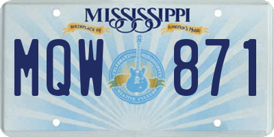 MS license plate MQW871