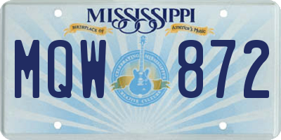 MS license plate MQW872