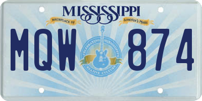 MS license plate MQW874