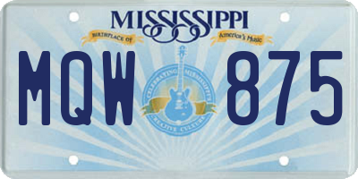 MS license plate MQW875