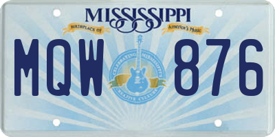 MS license plate MQW876