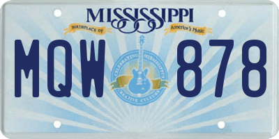 MS license plate MQW878