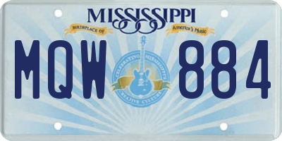 MS license plate MQW884