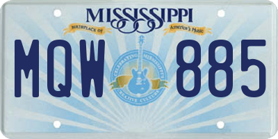 MS license plate MQW885