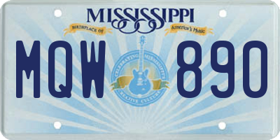 MS license plate MQW890