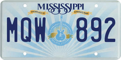 MS license plate MQW892