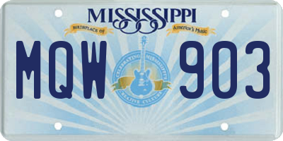 MS license plate MQW903