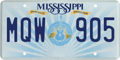 MS license plate MQW905