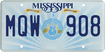MS license plate MQW908