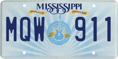MS license plate MQW911