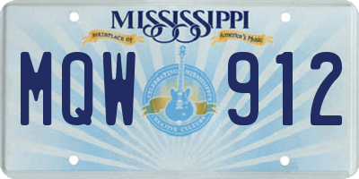 MS license plate MQW912