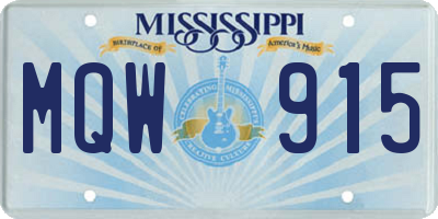 MS license plate MQW915