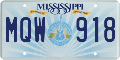 MS license plate MQW918