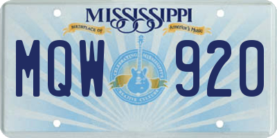 MS license plate MQW920