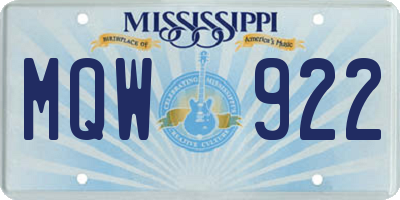 MS license plate MQW922