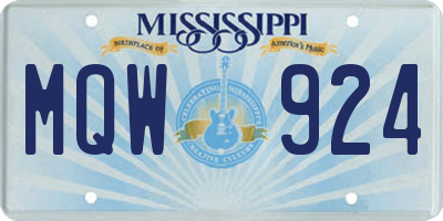 MS license plate MQW924