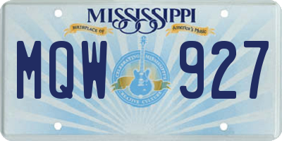 MS license plate MQW927