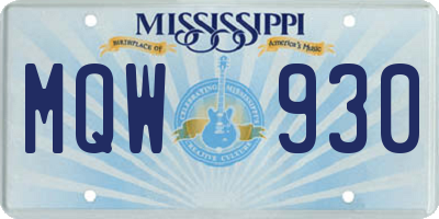 MS license plate MQW930