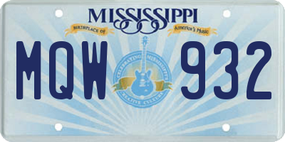 MS license plate MQW932