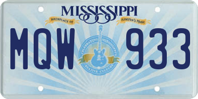 MS license plate MQW933