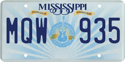 MS license plate MQW935