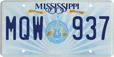 MS license plate MQW937