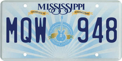 MS license plate MQW948