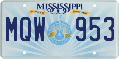 MS license plate MQW953