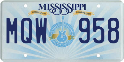 MS license plate MQW958