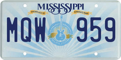 MS license plate MQW959