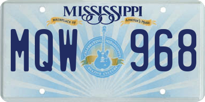 MS license plate MQW968