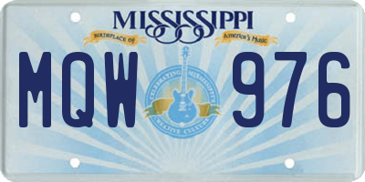 MS license plate MQW976