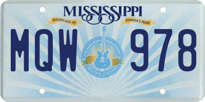 MS license plate MQW978