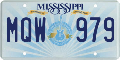 MS license plate MQW979