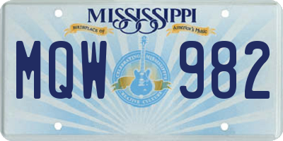 MS license plate MQW982
