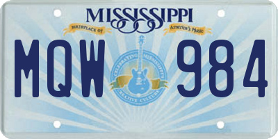 MS license plate MQW984