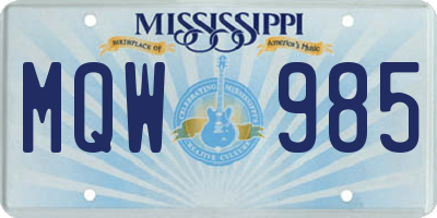 MS license plate MQW985