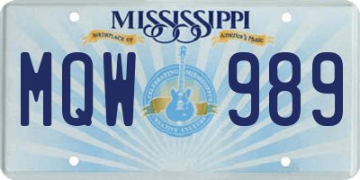 MS license plate MQW989