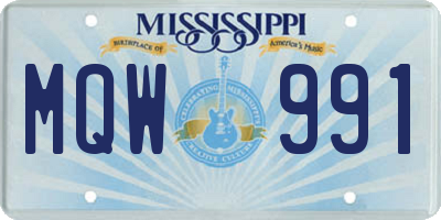 MS license plate MQW991