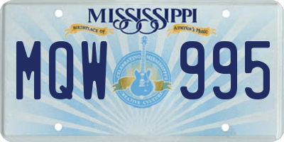 MS license plate MQW995
