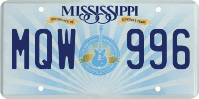 MS license plate MQW996