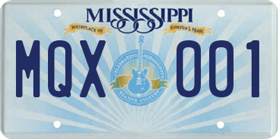 MS license plate MQX001