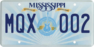 MS license plate MQX002